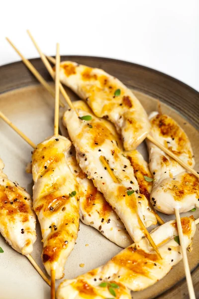 Chicken meat on skewer — Stock Photo, Image