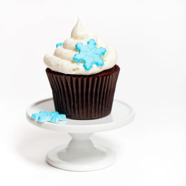 Cupcake med snöflinga — Stockfoto