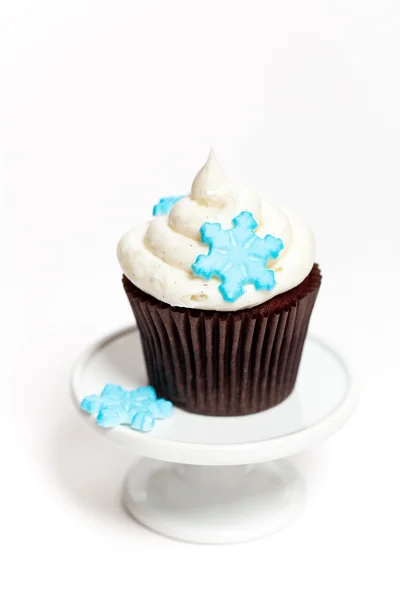 Kar tanesi ile cupcake — Stok fotoğraf