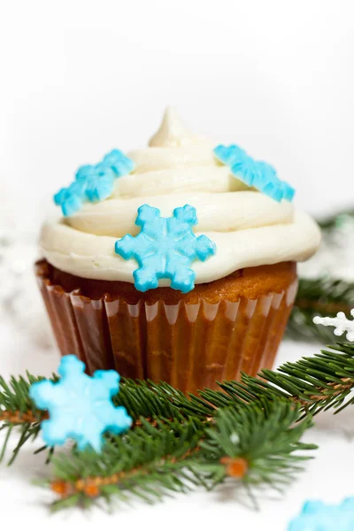 Cupcake mit Schneeflocke — Stockfoto