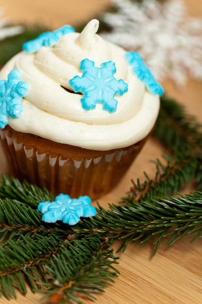 Cupcake mit Schneeflocke — Stockfoto