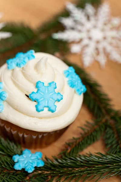 Cupcake mit Schneeflocke — Stockfoto