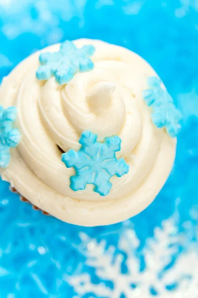 Cupcake med snöflinga — Stockfoto