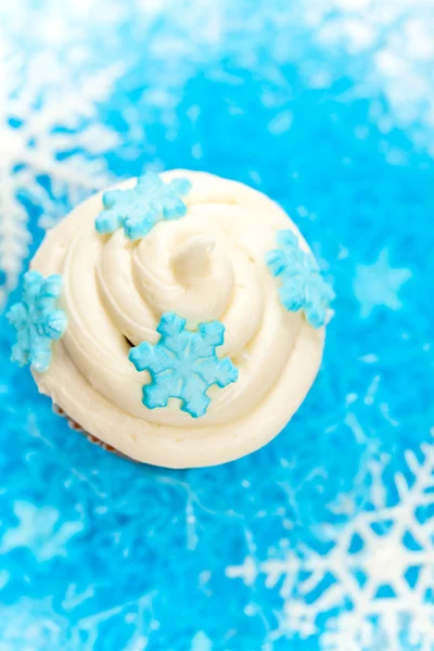 Cupcake com floco de neve — Fotografia de Stock