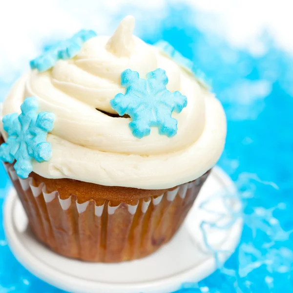 Cupcake com floco de neve — Fotografia de Stock