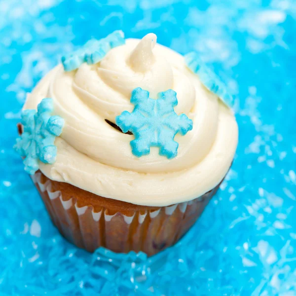 Cupcake com floco de neve — Fotografia de Stock