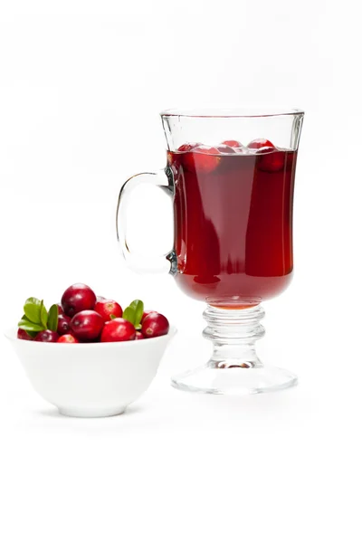 Brusinkový čaj v glass cup — Stock fotografie