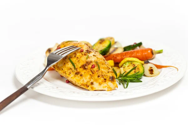 Grilled chicken breast with vegetables — Stock Photo, Image