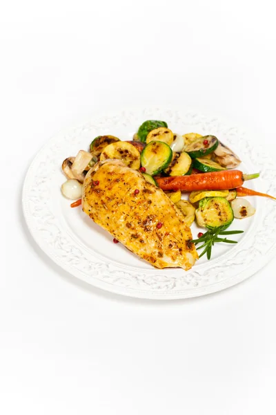 Grilled chicken breast with vegetables — Stock Photo, Image