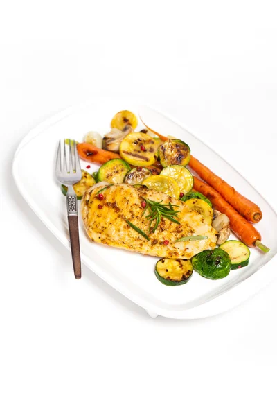 Grilled chicken breast with vegetables — Stock Photo, Image