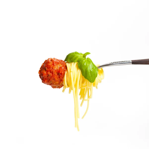 Köfteli spagetti ile — Stok fotoğraf
