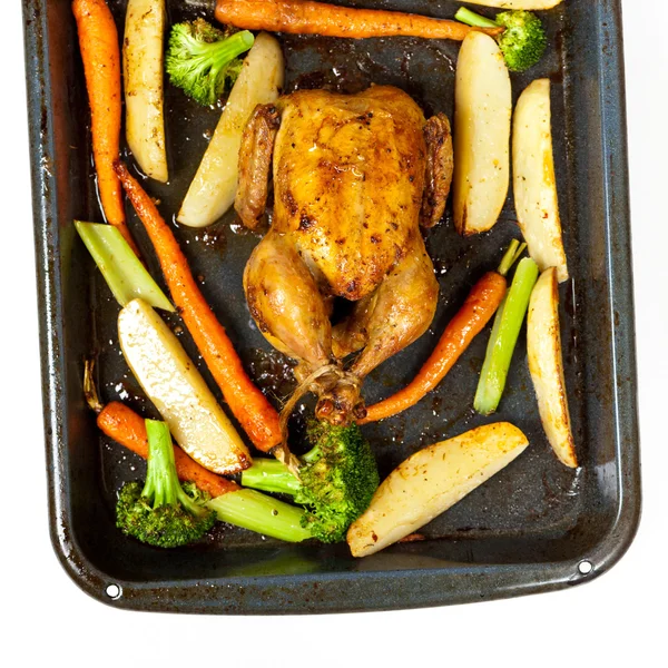 Roasted chicken and vegetables — Stock Photo, Image