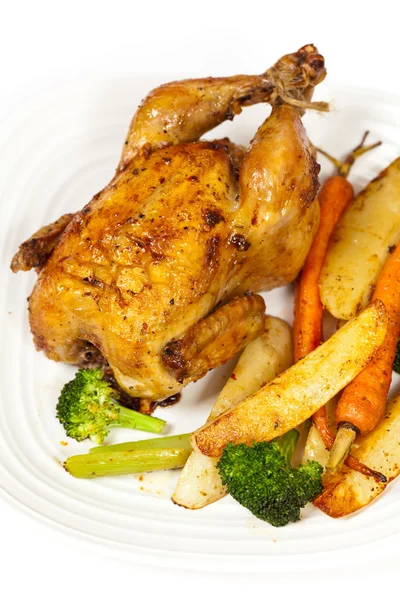 Rostad kyckling och grönsaker — Stockfoto