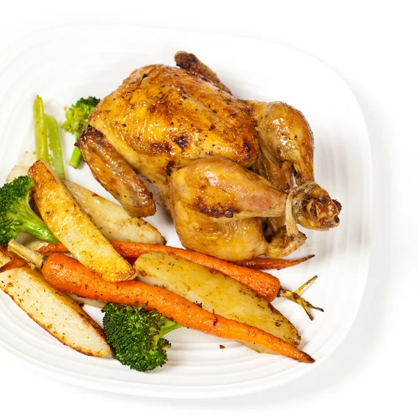 Pollo arrosto e verdure — Foto Stock