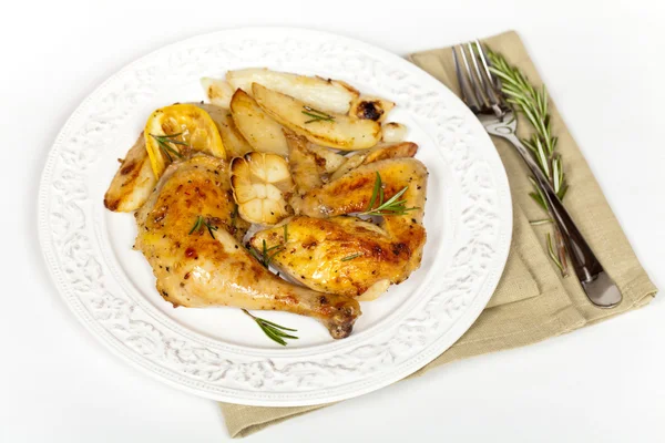 Roasted chicken thighs with Rosemary — Stock Photo, Image