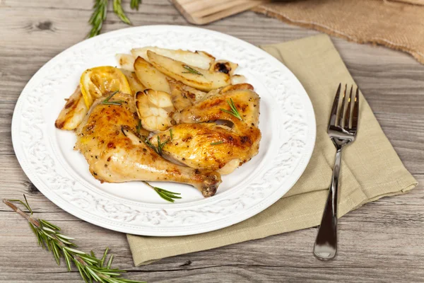 Roasted chicken thighs — Stock Photo, Image