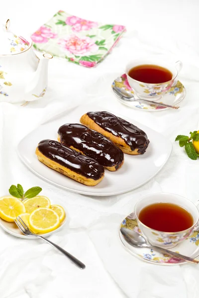 Homemade eclairs with cream — Stock Photo, Image