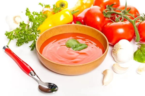 Skål af tomatsuppe - Stock-foto