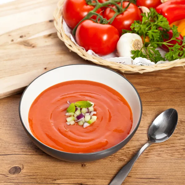 Gazpacho. zupa pomidorowa na zimno — Zdjęcie stockowe