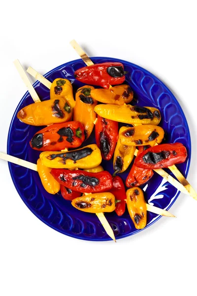 Mini Sweet Pepper Skewers. Focus selettivo . — Foto Stock