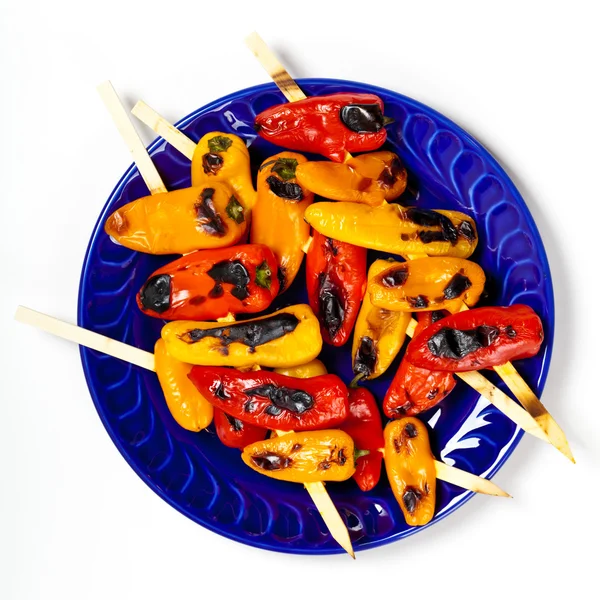 Mini Sweet Pepper Skewers. Focus selettivo . — Foto Stock