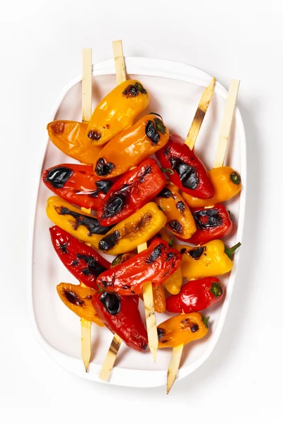 Mini Sweet Pepper Skewers. Focus selettivo . — Foto Stock