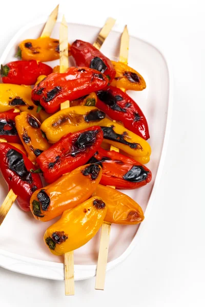 Mini Sweet Pepper Skewers. Focus selettivo . — Foto Stock