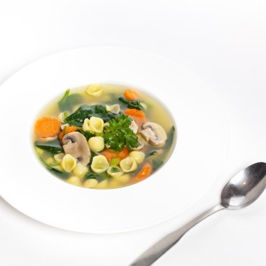 Ispanak ve makarna ile sebze çorbası