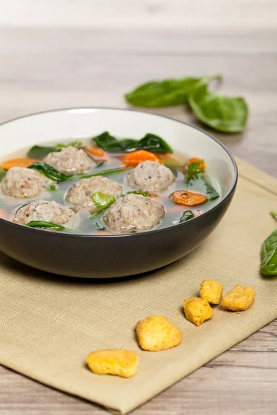 Meatball zupa z kurczaka — Zdjęcie stockowe