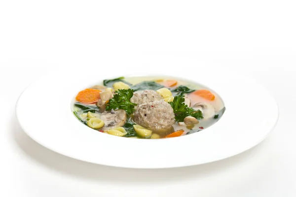 Chicken meatball soup — Stock Photo, Image
