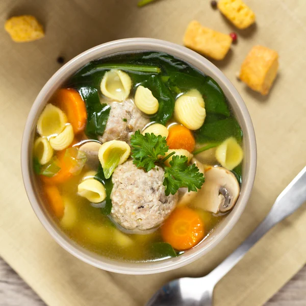 Sopa de albóndigas de pollo —  Fotos de Stock