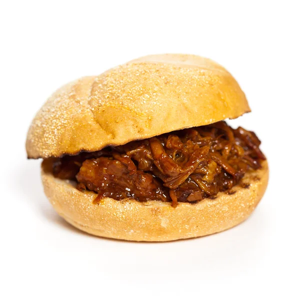 Barbecue Pulled Pork Sandwich with Potatoes — Stock Photo, Image