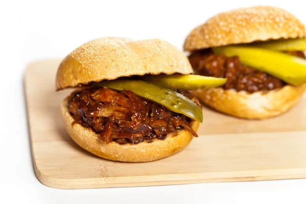 Barbecue Pulled Pork Sandwich with Potatoes — Stock Photo, Image
