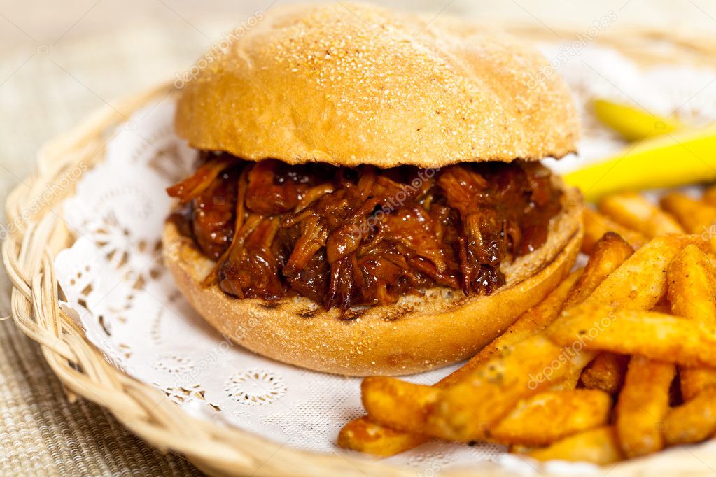 Barbecue Pulled Pork Sandwich with Potatoes