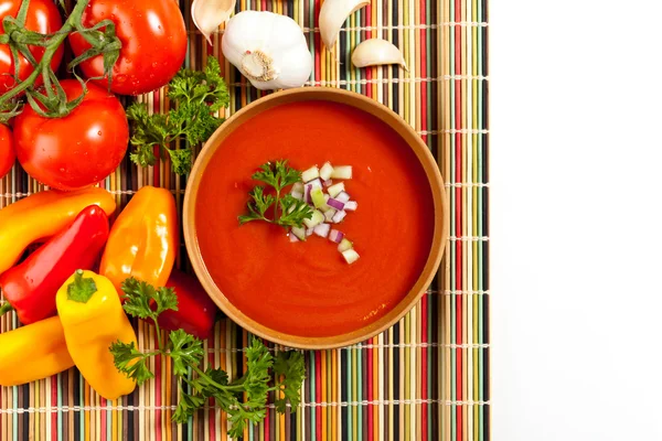 Čerstvá rajčatová polévka — Stock fotografie
