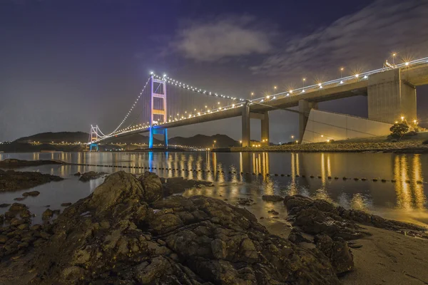 Tsing Ma Bridge at Night — Stock Photo, Image
