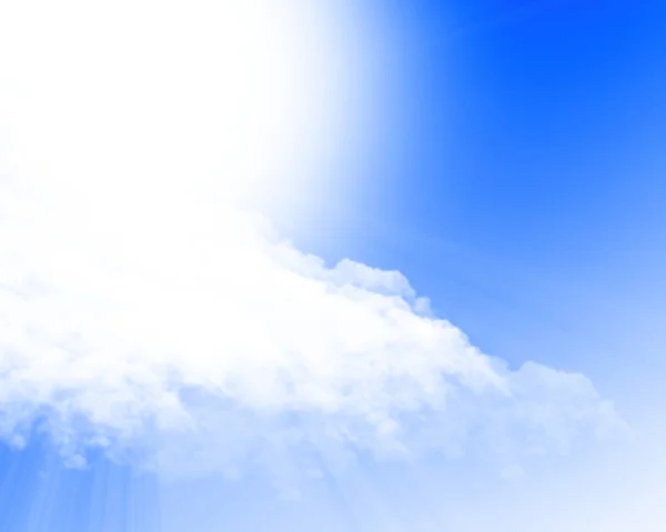 Blauwe lucht met zon — Stockfoto