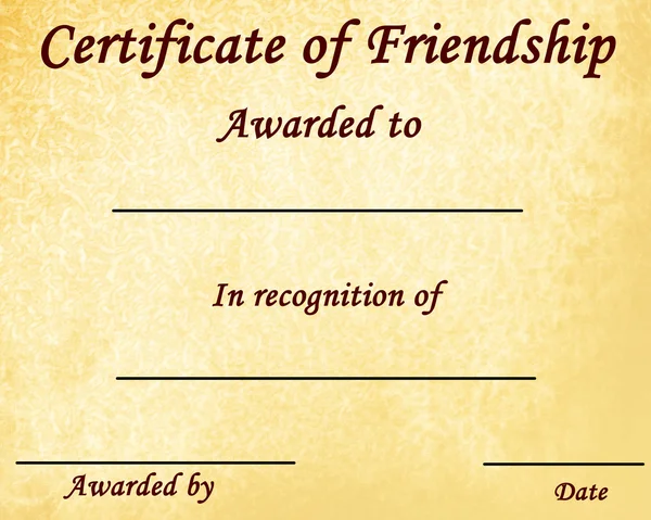 Certificato di amicizia — Foto Stock