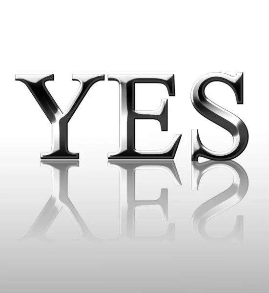 Slovo "Ano" stříbrný — Stock fotografie