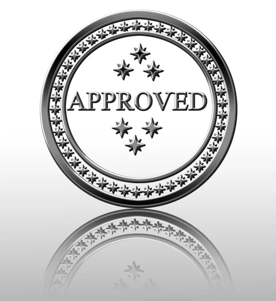 Silver approved stamp — Stock Photo, Image