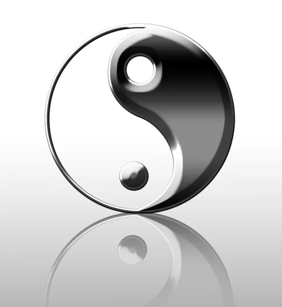 Argent yin yang symbole — Photo