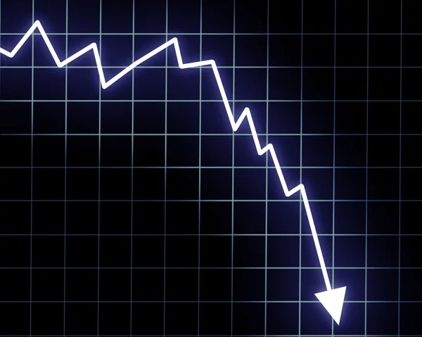 Pilen diagrammet går ner — Stockfoto