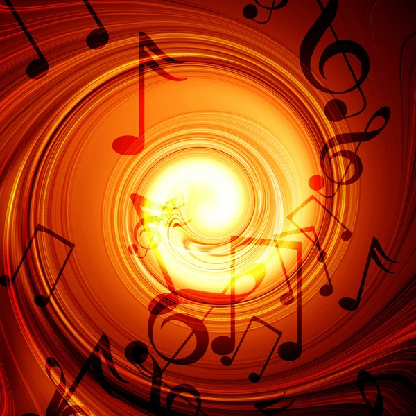 Swirling fire with music notes — Stock Photo, Image