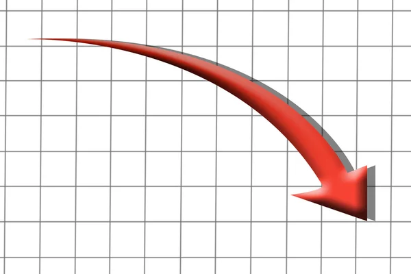 Arrow graph going down — Stock Photo, Image