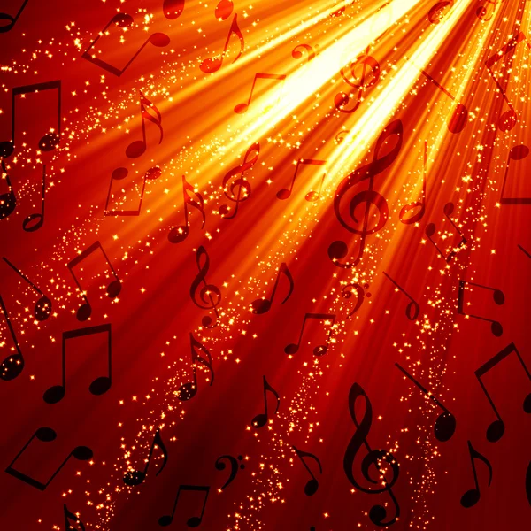 Musical notes on a burning background — Stock Photo, Image