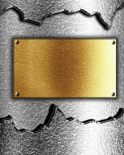 Placa dorada sobre fondo metálico —  Fotos de Stock