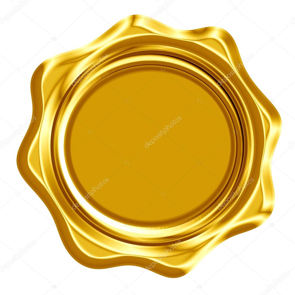 Golden Wax Seal On White Background Stock Illustration 628254677