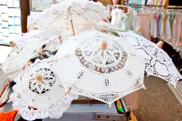 Lace from Burano, sovenir shop — Stock Photo, Image