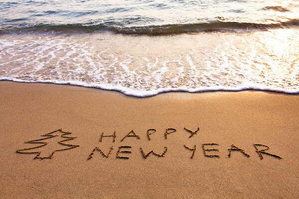 New Year background on the beach