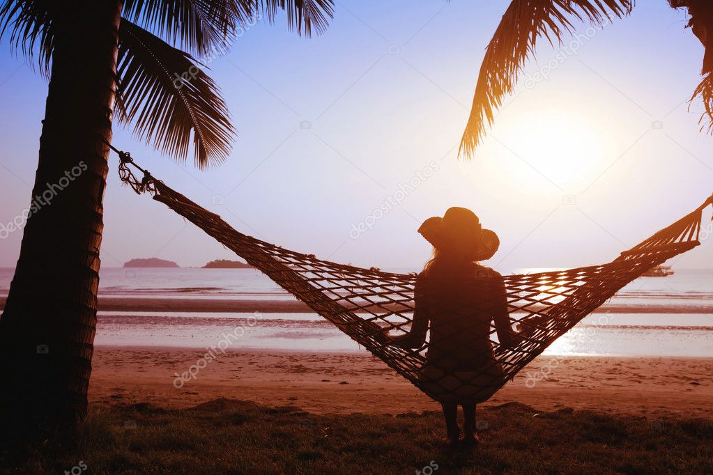 Relaxing in hammock